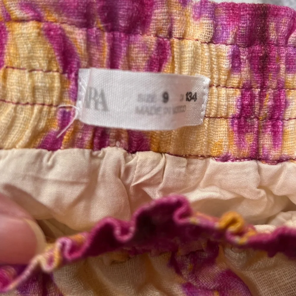 ZARA Kids Wide-Leg Pink Cream Tie-Dye Pants size 9 years